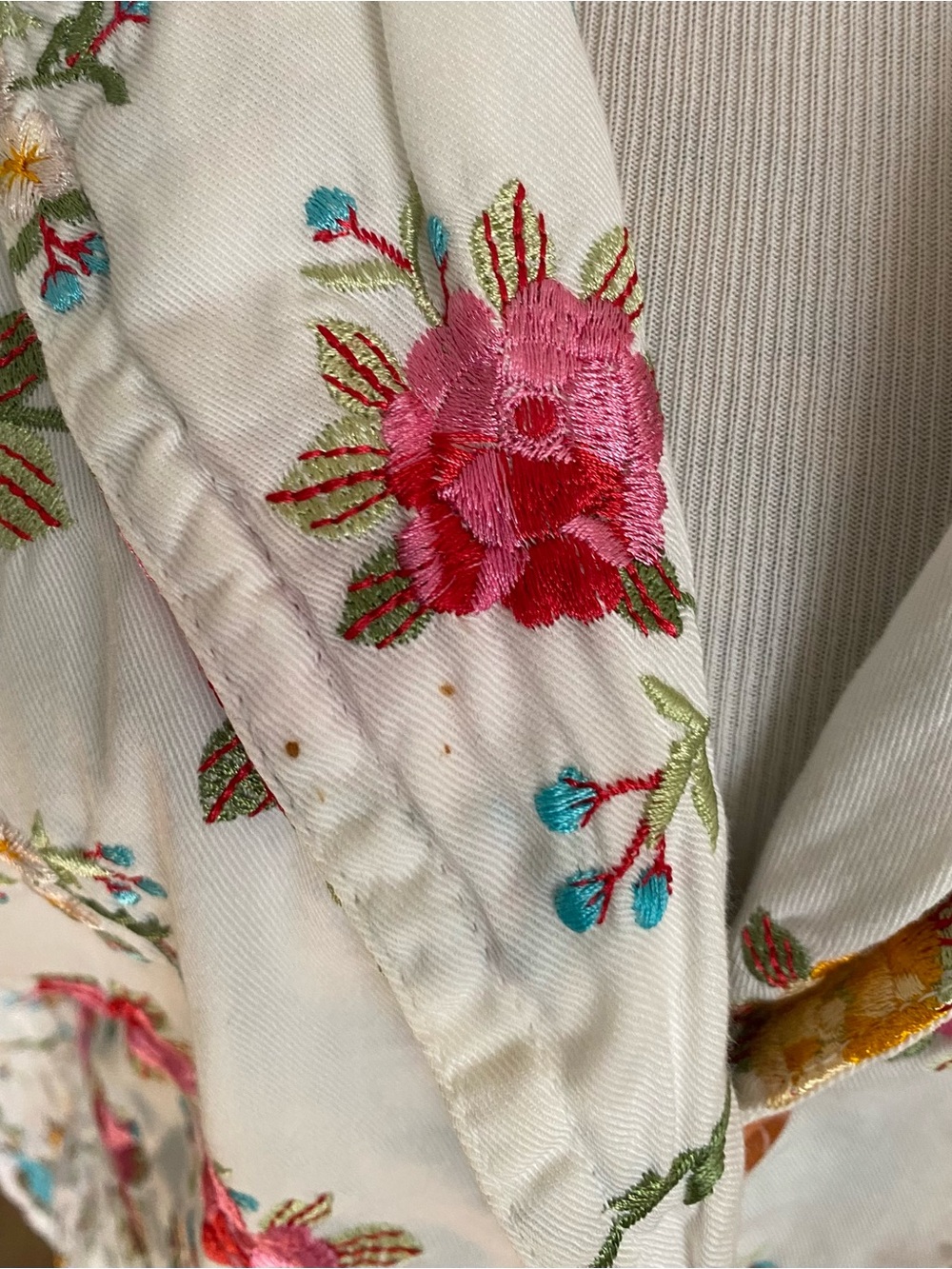 Johnny Was white heavily embroidered vintage floral blazer M- 28.00 - Picture 7 of 7